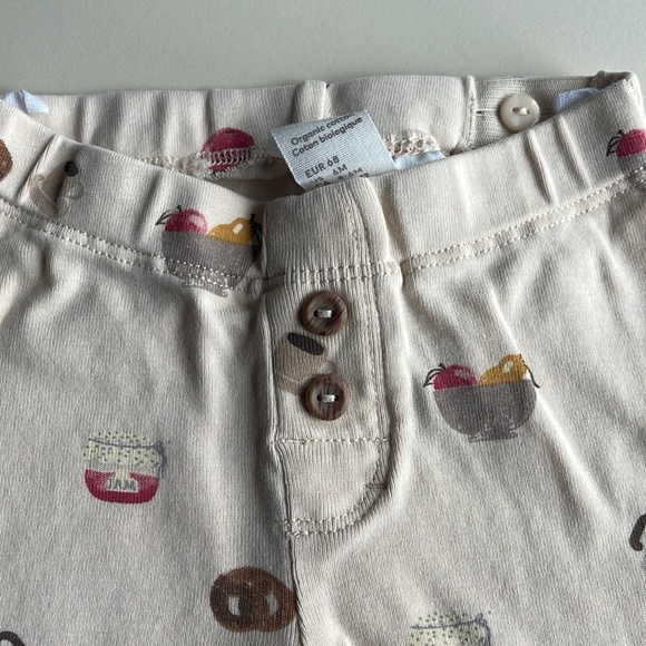 H&M Baby 2 Pack Organic Cotton Brown & Cream Breakfast Print Leggings - Picture 8 of 13